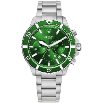 Men's Watch Giewont Chronograph Sapphire Silver Green GW3970-B8