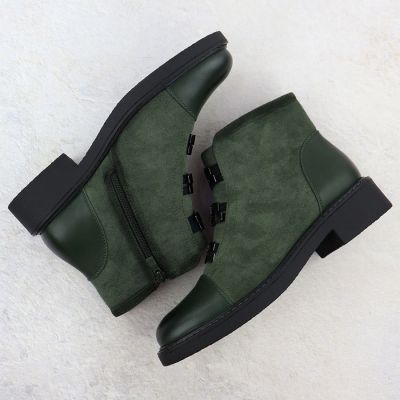 14. Green Women’s Suede-Look Lined Ankle Boots M.Daszyński SA252-4