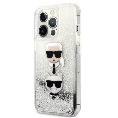 2. Karl Lagerfeld Liquid Glitter Karl&Choupette Head case for iPhone 13 Pro Max - silver