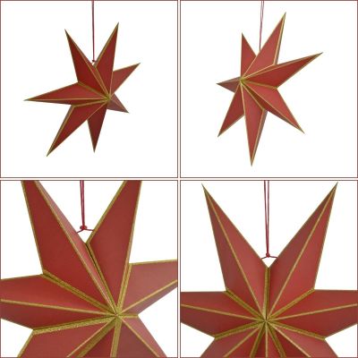 21. DECORATIVE HANGING PAPER STAR FSC 14x45CM RED 7 ARMS MICA