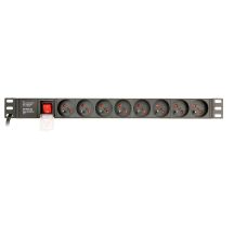 GEMBIRD 19-inch Rack Power Strip PDU EG-PDU-014-F, 1U, 16 A, 8 French Sockets, Schuko Plug, 3 m Cable