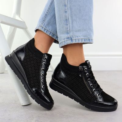 5. Rieker Remonte R0773-05 Black Leather Wedge Ankle Boots