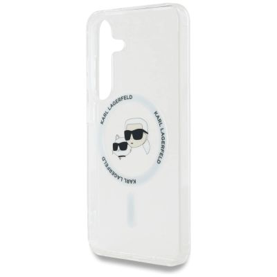 6. Case Karl Lagerfeld Button Karl & Choupette Heads Printed Logo MagSafe Samsung Galaxy S25 white