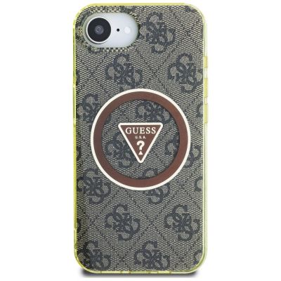 3. Guess IML Metal Glitter 4G Circle Triangle MagSafe case for iPhone 16e - brown