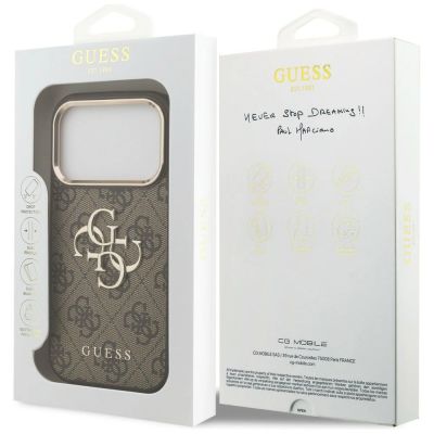 8. Guess 4G Big 4G Classic Logo Case for iPhone 17 Pro Max / 18 Pro Max - Brown and Gold
