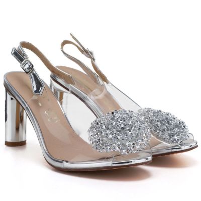 4. Transparent Heeled Sandals, Silver D&A MR62-9077