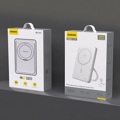 2. Dudao K28 10000mAh PD 22.5W MagSafe Powerbank with Metal Case and Ring Stand - Silver