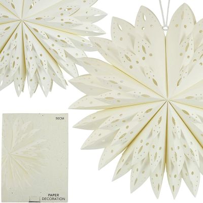 7. DECORATIVE STAR SNOWFLAKE HANGING PAPER 50CM WHITE