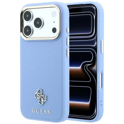 Guess Saffiano Small 4G & Classic Logo MagSafe Case for iPhone 18 Pro / 17 Pro - Light Blue