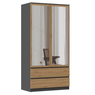 Wardrobe SS-90 MIRROR 90x50xH180 anthracite/artisan