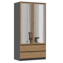 Wardrobe SS-90 MIRROR 90x50xH180 anthracite/artisan