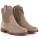 3. Women's openwork cowboy boots, suede, beige, S.Barski HY61-8025