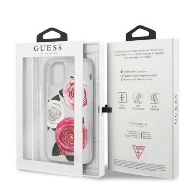 7. Guess GUHCN58ROSTRT iPhone 11 Pro transparent hardcase Flower Desire Pink & White Rose