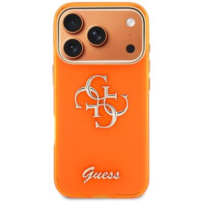 3. Guess IML 4G Script Metal Case for iPhone 17 Pro - Orange