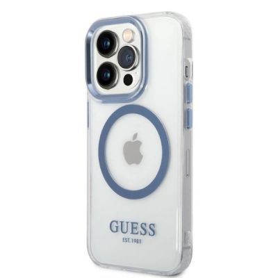 2. Guess Metal Outline MagSafe case for iPhone 14 Pro - blue