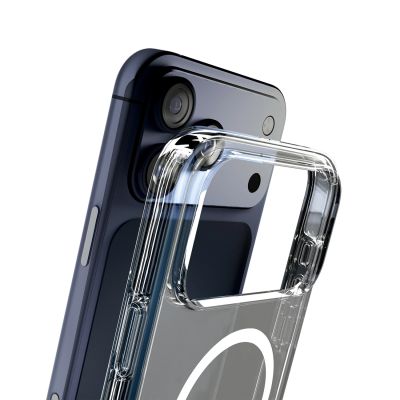 8. Puro Impact Clear D3O TPU+PC Case Compatible with MagSafe for iPhone 17 Pro - Transparent