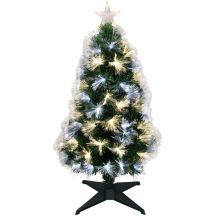 DECORATIVE FIBER OPTIC CHRISTMAS TREE WARM COOL WHITE 90CM