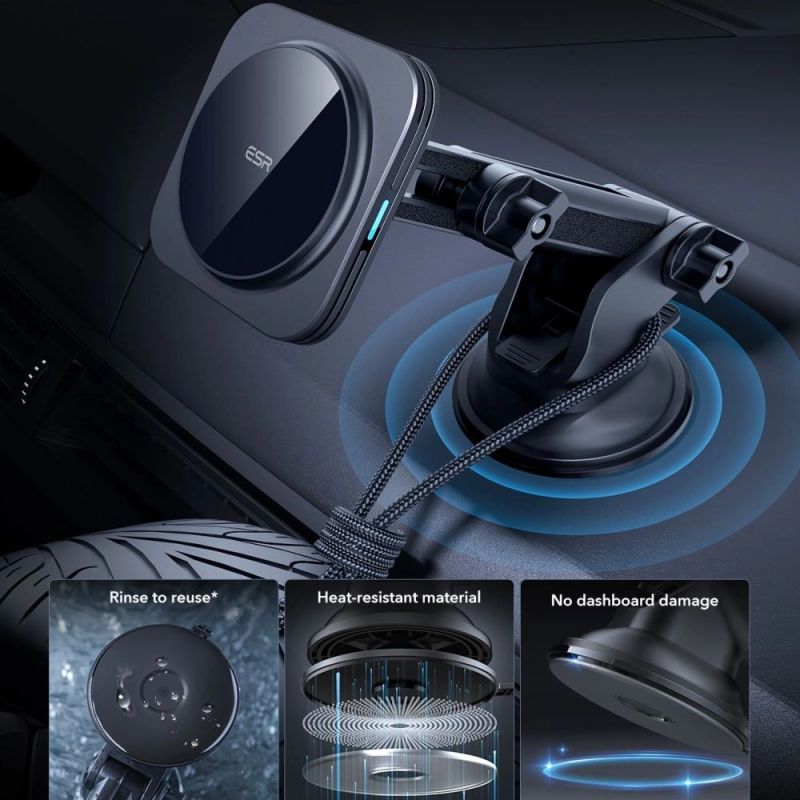 9. ESR Halolock Magnetic MagSafe QI2 15W Car Holder - Black
