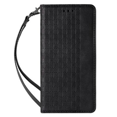 3. Magnet Strap Case Case for Samsung Galaxy S22 + (S22 Plus) Pouch Wallet + Mini Lanyard Pendant Black