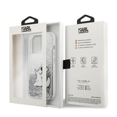 8. Karl Lagerfeld Liquid Glitter Choupette Fun case for iPhone 13 Pro Max 6.7" - silver