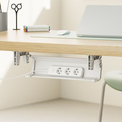 6. MACLEAN UNDERDESK CABLE ORGANIZER/EXTENSION CORD, MAX LOAD 5KG, WHITE MC-106 W
