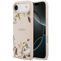 Guess Grained Flowers Classic Logo MagSafe iPhone Air Case - Pink