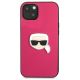 3. Karl Lagerfeld Leather Ikonik Karl's Head Metal Case for iPhone 13 mini - Pink