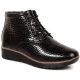 Black Insulated Patent Leather Wedge Ankle Boots Filippo