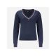 7. ROSSIGNOL Women's Sweater W Knitted V Neck Navy Blue