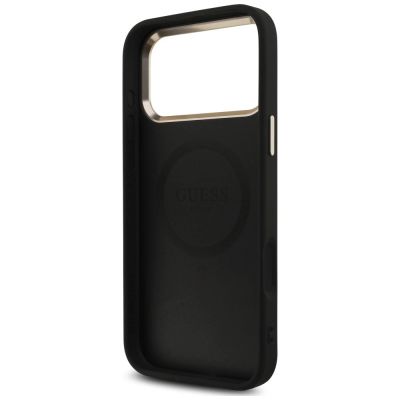 7. Guess 4G Triangle Logo MagSafe Case for iPhone 18 Pro Max / 17 Pro Max, black – gold