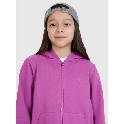2. Girls' sweatshirt with a zipper and hood 4F 4FJWSS25TSWSF1706-50S