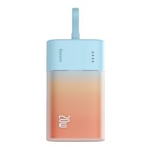 Baseus Popsicle 5200mAh 20W Powerbank with Built-in Lightning Cable (+ White Baseus Simple USB-C - USB-C 60W/20V/3A/30cm Cable) - Blue-Orange