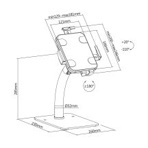 MACLEAN UNIVERSAL WALL/DESK TABLET HOLDER WITH LOCK 7.9"–11" WHITE MC-468W