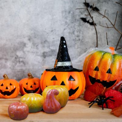2. HALLOWEEN PUMPKIN DECORATIVE FIGURE 4 PCS ORANGE