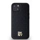 3. DKNY Leather Monogram Pattern Metal Logo MagSafe Case for iPhone 15/14/13 - Black
