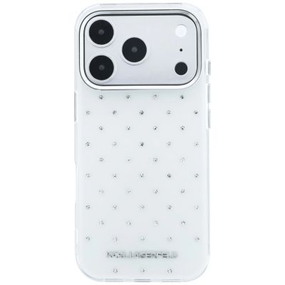 3. Karl Lagerfeld IML Rhinestones Allover and Electroplated Logo Case for iPhone 17 Pro Max / 18 Pro Max - White