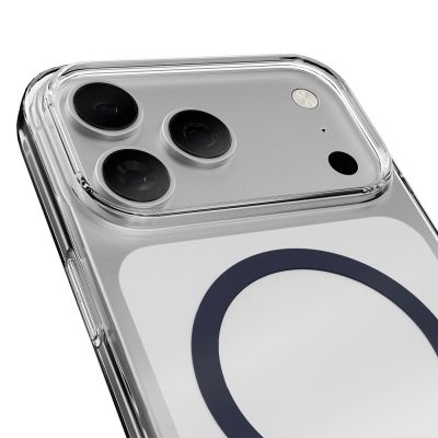 4. Puro Lite Mag TPU+PC Case Compatible with MagSafe for iPhone 17 Pro Max - Transparent with Blue Ring
