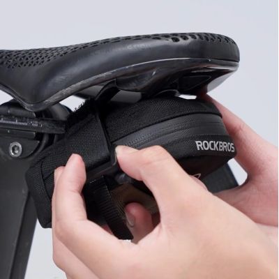 5. Rockbros Mini Saddle Bag with CO2 Cartridge Holder - Black/Green