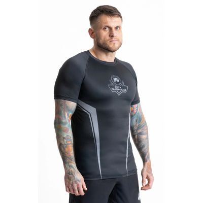 Gray short sleeve rashguard with DBX Bushido logo