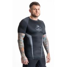 Gray short sleeve rashguard with DBX Bushido logo
