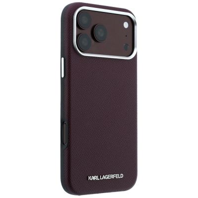 4. Karl Lagerfeld Grained Elongated Logo MagSafe case for iPhone 17 Pro Max / 18 Pro Max - burgundy
