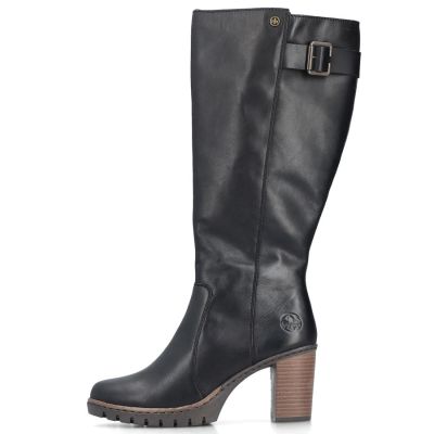 3. Black women's leather heeled boots Rieker Y2581-00