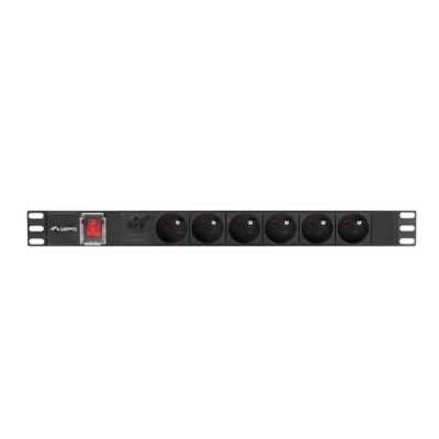 LANBERG RACK POWER STRIP PDU 19" (1U, 16A, 6X 230V PL, 2M, BLACK) PDU-06E-0200-BK