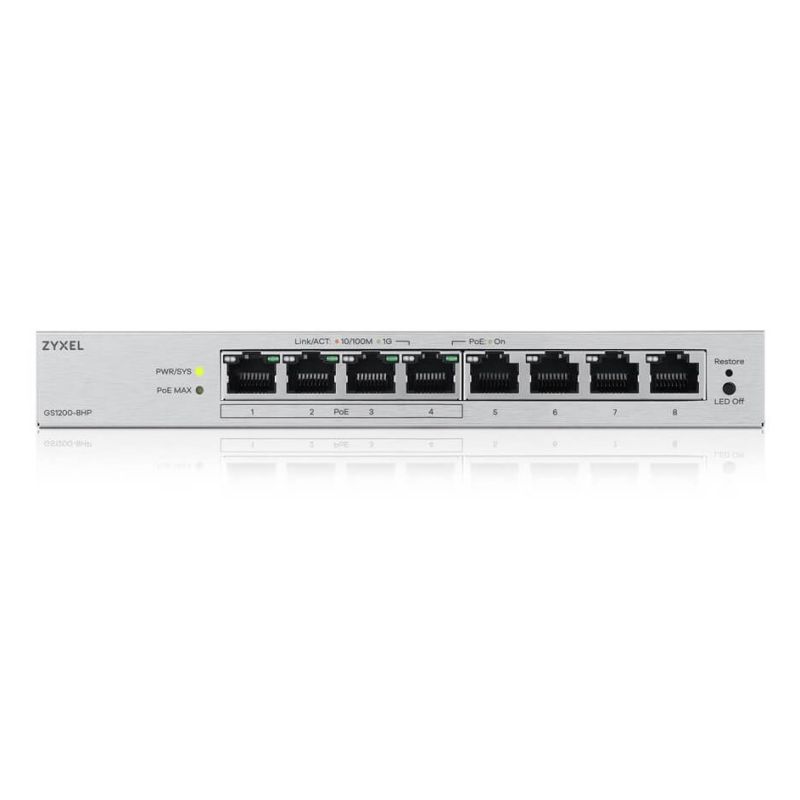 7. Zyxel GS1200-8HP 8p v3 PoE switch (PoE+: 4;) 68W Managed Gigabit