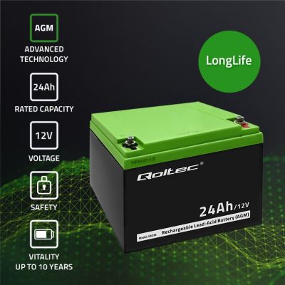 2. Qoltec AGM battery | 12V | 24Ah | max 360A