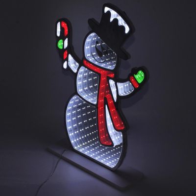 7. MIRROR DECORATION WITH LED DIODES INFINITY MIRROR EFFECT SNOWMAN