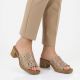 5. Women's openwork beige mules with a heel M.Daszyński MR2598-7