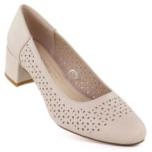 Women's openwork pumps on a block, beige Sergio Leone PB293