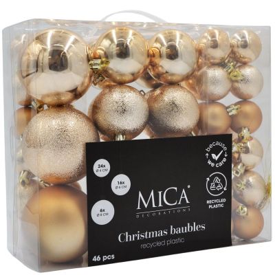 10. DECORATIVE PLASTIC BAUBLE SAFE 46 PCS MICA COPPER
