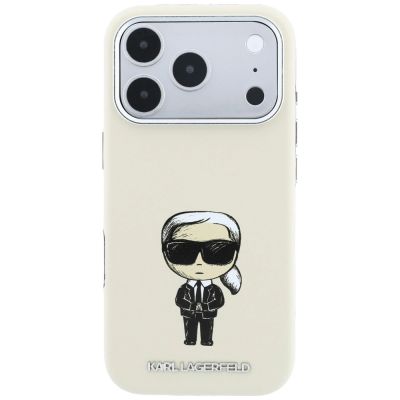 4. Karl Lagerfeld Smooth Ikonik Sketch MagSafe Case for iPhone 18 Pro / 17 Pro - Beige